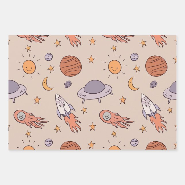 Feuille De Papier Cadeau Conception de motif transparent d'espace extérieur (Devant)