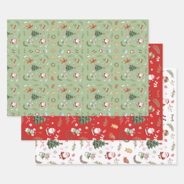 Feuille De Papier Cadeau Conception de vacances de caractère mignon de Père (Lot)