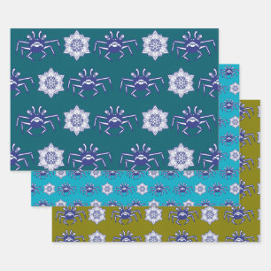 Feuille De Papier Cadeau Conception du monstre de crabe bleu