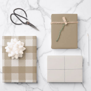 Feuille De Papier Cadeau Conception du Motif d'automne Taupe Plaid