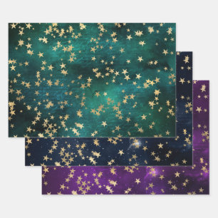 Feuille De Papier Cadeau Conception élégante de ciel étoilé avec des étoile