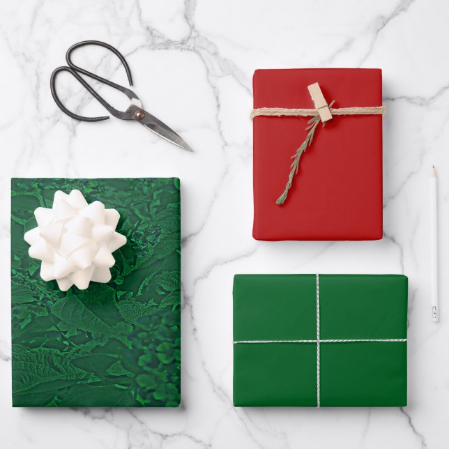 Feuille De Papier Cadeau Conception florale verte de Lantana (Recto)