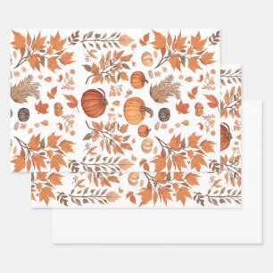 Feuille De Papier Cadeau Conception motif d'automne
