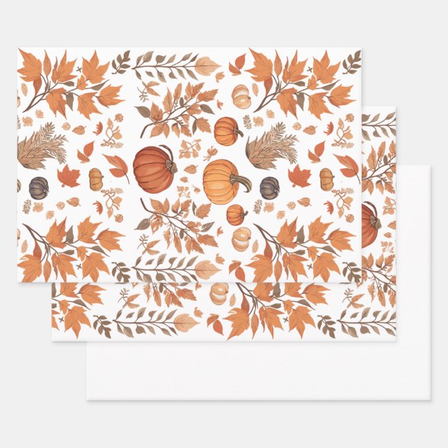 Feuille De Papier Cadeau Conception motif d'automne (Lot)