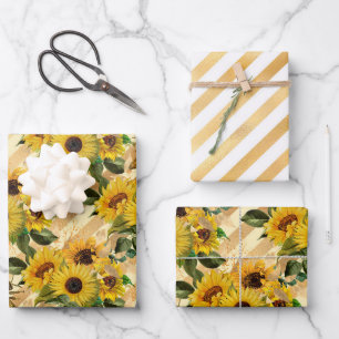 Feuille De Papier Cadeau Conception six de la série des tournesols et des a