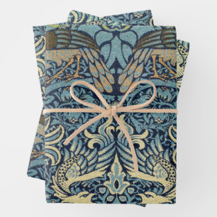 Feuille De Papier Cadeau Conception tissée de paon et de dragon de William