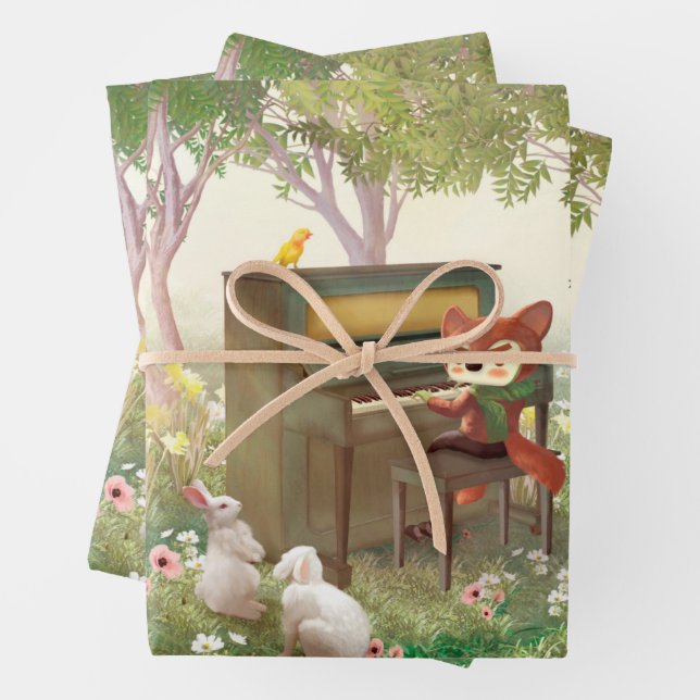 Feuille De Papier Cadeau Concert de piano forestier (En situation)