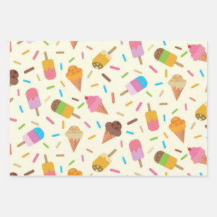 Feuille De Papier Cadeau Concornes de crème glacée et popsicles enfants