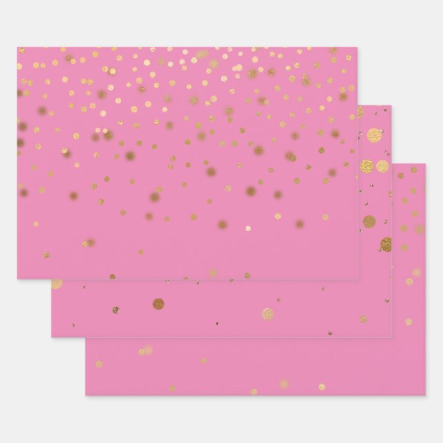 Feuille De Papier Cadeau Confetti en or rose (Lot)