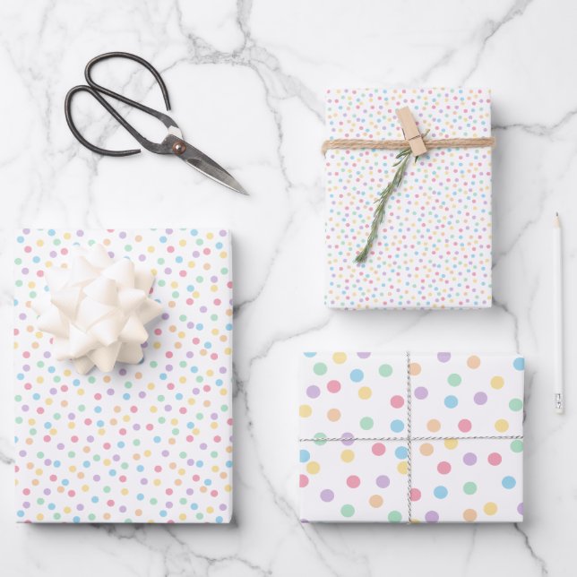 Feuille De Papier Cadeau Confetti Pastels (Points) (Recto)