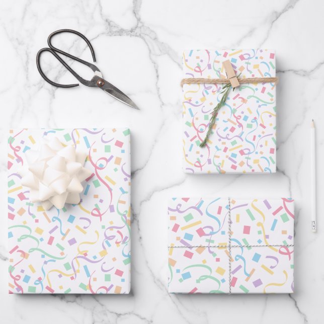 Feuille De Papier Cadeau Confetti Pastels (Surprise) (Recto)