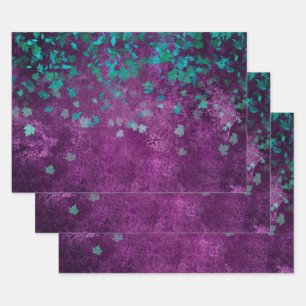 Feuille De Papier Cadeau Confetti turquoise sur violet