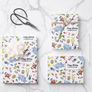 Feuille De Papier Cadeau Confettis de personnages de Dr Seuss Anniversair