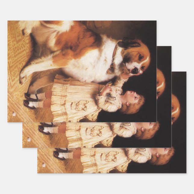 Feuille De Papier Cadeau Confiance par Charles Burton Barber, Chien Saint-B (Lot)