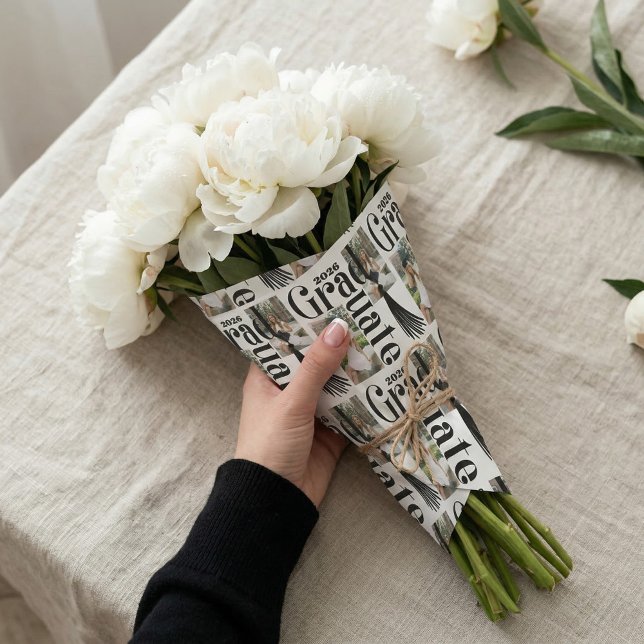 Feuille De Papier Cadeau Congrats Grad tassel Photo Collage Class of 2026 (Congrats Grad tassel Photo Collage Class of 2026 Wrapping Paper Sheets)