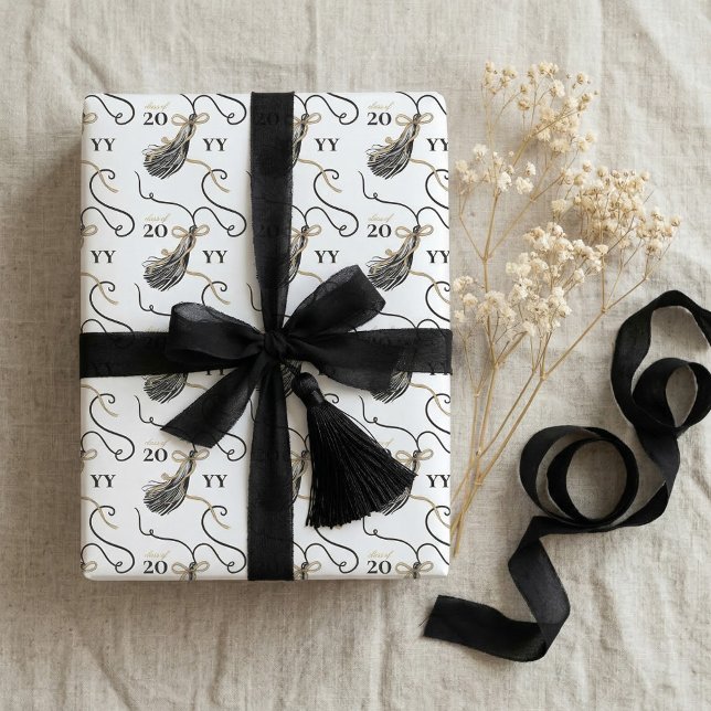 Feuille De Papier Cadeau Congrats Graduation Tassel Class of 2026 Elegant  (Congrats Graduation Tassel Class of 2026 Elegant Wrapping Paper Sheets)