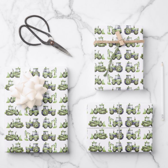 Feuille De Papier Cadeau Construction Kids 1st Birthday Party (Recto)