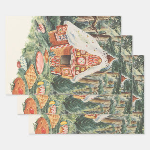 Feuille De Papier Cadeau Conte de fées vintage, Maison en bonbons de Hansel