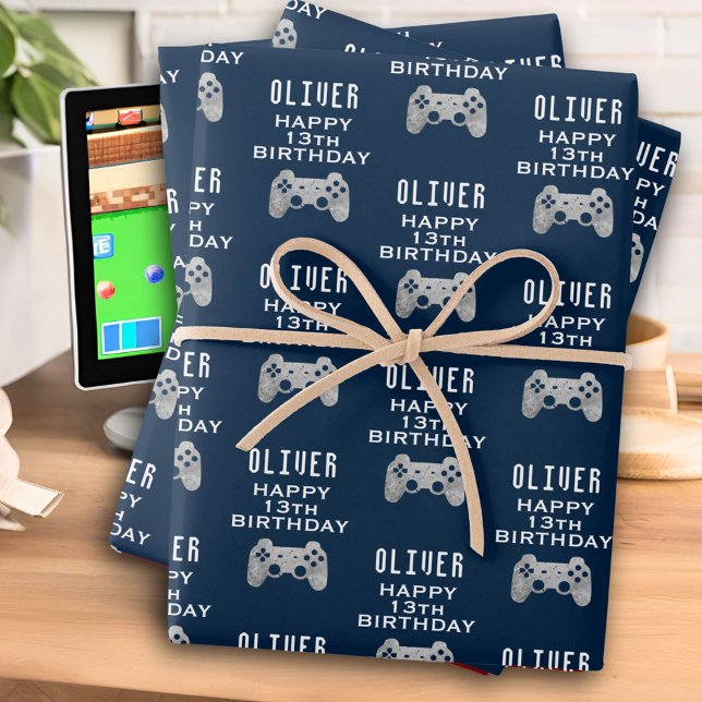 Feuille De Papier Cadeau Contrôleur de jeu vidéo de fête d'anniversaire de  (Créateur téléchargé)