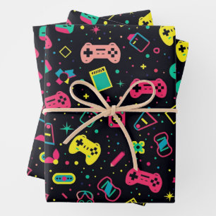 Feuille De Papier Cadeau Contrôleurs de jeu vidéo et Motif de jouets