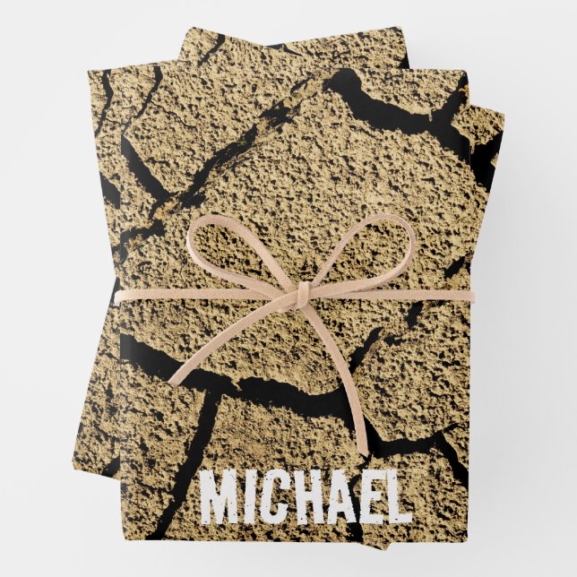 Feuille De Papier Cadeau Cool Dry land cracked earth Your Custom name (En situation)