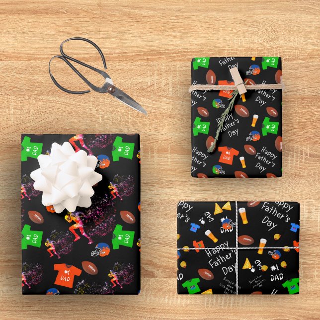 Feuille De Papier Cadeau Cool et football unique Fête des pères heureuse (Créateur téléchargé)