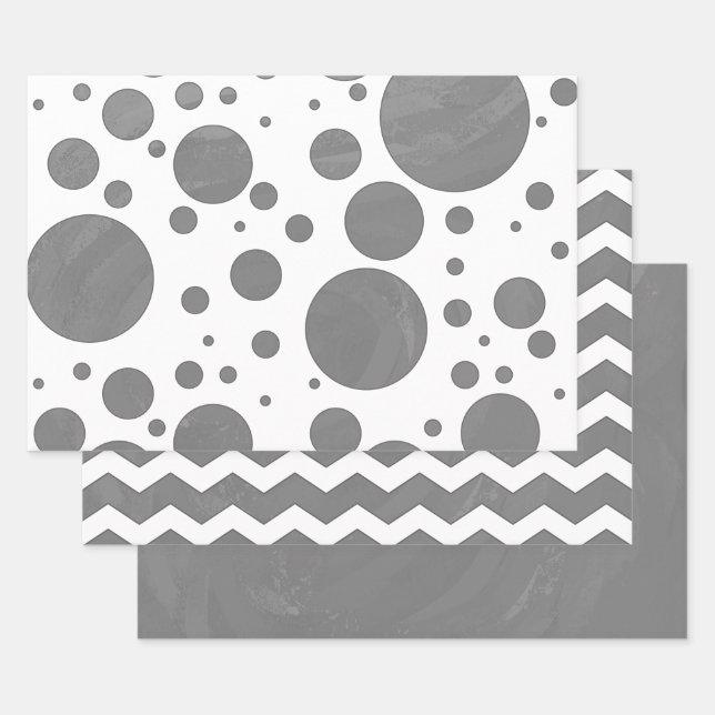 Feuille De Papier Cadeau Cool Grey Motifs coordonnés (Lot)