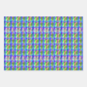 Feuille De Papier Cadeau Cool Holographique Vaporwave Motif d'empreintes di