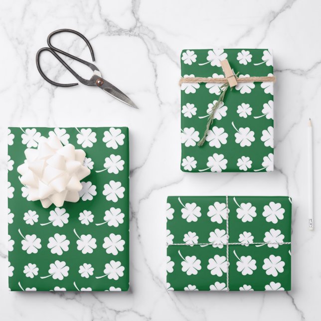 Feuille De Papier Cadeau Cool Saint Patrick's Day tiled clovers  (Recto)