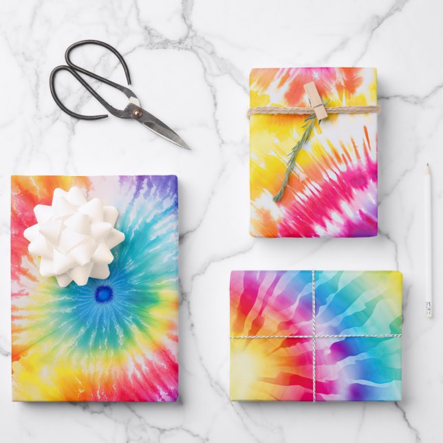 Feuille De Papier Cadeau Cool Tie Dye Sun Burst (Recto)