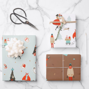 Feuille De Papier Cadeau Cool Yule Noël de milieu de siècle
