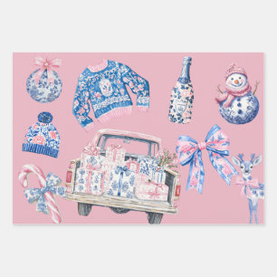 Feuille De Papier Cadeau Coquette Chinoiserie illustrations de Noël