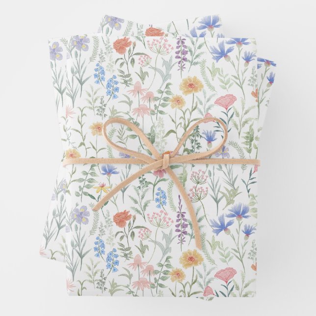 Feuille De Papier Cadeau Coquette Feminine Fleur sauvage Meadow (En situation)