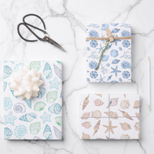 Feuille De Papier Cadeau Coquillages Bord de Mer