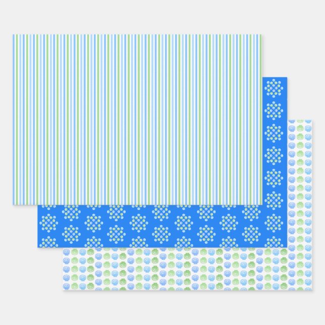 Feuille De Papier Cadeau Coquilles de turquoise et de vert (Lot)