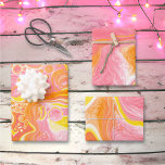 Feuille De Papier Cadeau Corail, jaune et orange<br><div class="desc">Orange,  rose et jaune anniversaire,  baby shower ou mariage enveloppé cadeau avec joli peinture fluide art.</div>