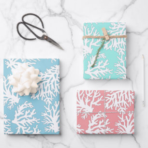 Feuille De Papier Cadeau Corail Reefs plage côtière d'été  