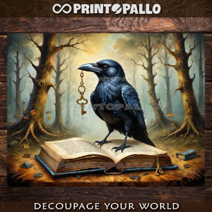 Feuille De Papier Cadeau Corbeau a la clef (du monde fantastique !) - Decou