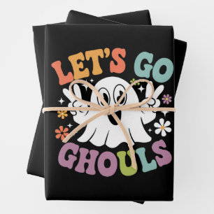 Feuille De Papier Cadeau Costume Rétro Fantôme de Halloween Allons-y les Go
