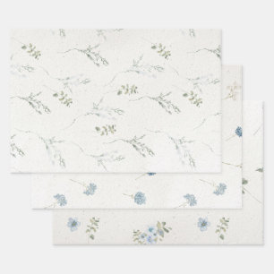 Feuille De Papier Cadeau Cotswolds Blue Winter Flores Faux artisanal