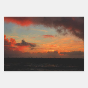 FEUILLE DE PAPIER CADEAU COUCHER DE SOLEIL SUR LA MER