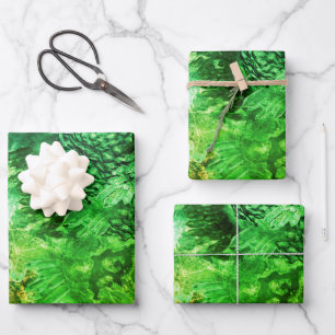 Feuille De Papier Cadeau Couches de cristaux verts