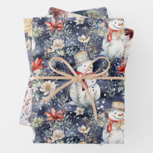 Feuille De Papier Cadeau Couleur d'eau bleu des neiges hivernales