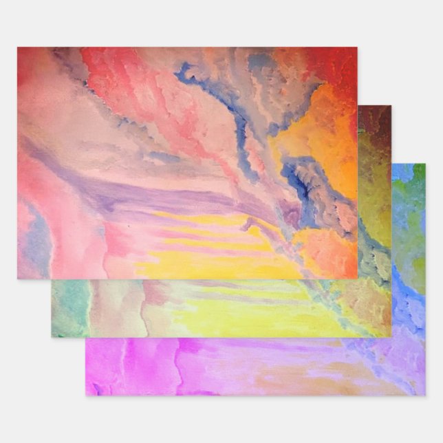 Feuille De Papier Cadeau Couleur d'eau | Trois filtres | (Lot)