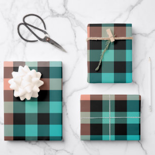 Feuille De Papier Cadeau Couleur foncée En vichy cochez la case Plaid
