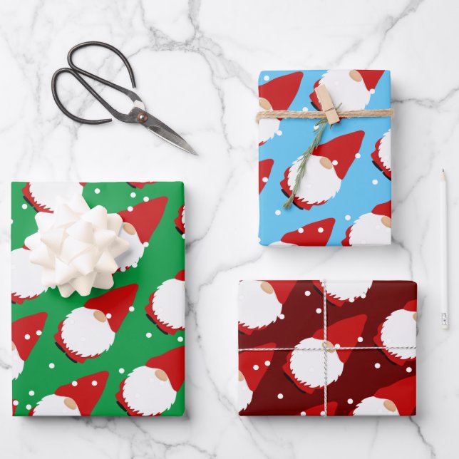 Feuille De Papier Cadeau Couleur personnalisée joli dessin de gnome Noël En (Recto)