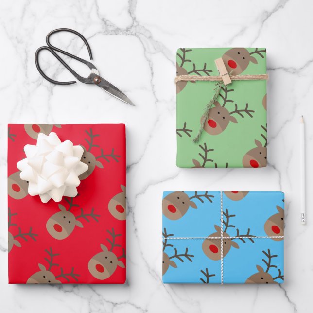 Feuille De Papier Cadeau Couleur personnalisée Rudolf le dessin animé de re (Recto)