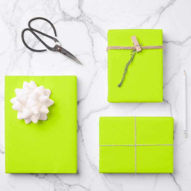 Feuille De Papier Cadeau Couleur solide de chaux électrique (Recto)