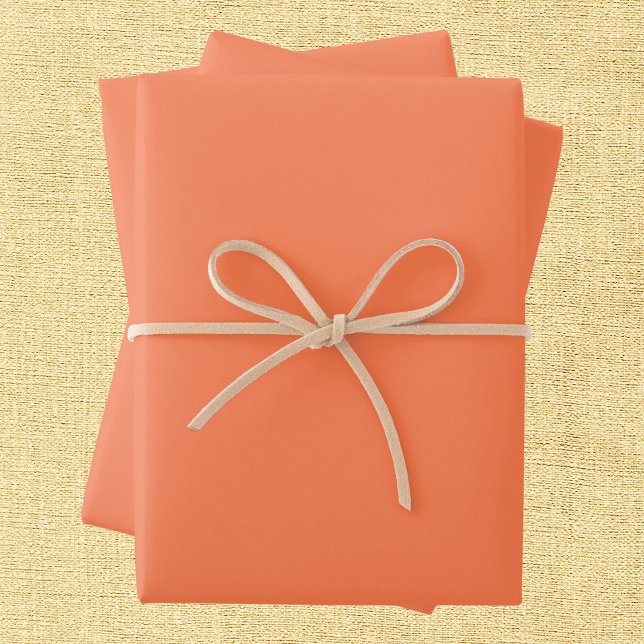 Feuille De Papier Cadeau Couleur solide du corail (Créateur téléchargé)