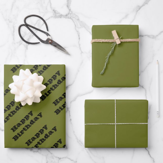 Feuille De Papier Cadeau Couleur solide vert olive (Recto)